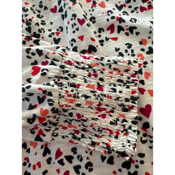 Chicos Knit V-Neck Top Red Black Heart Print Long Sleeves Size XL 3 NWT - Picture 5 of 7